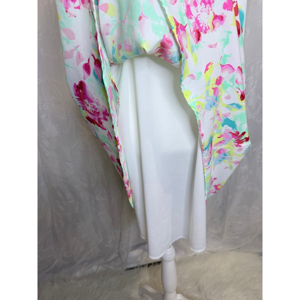 Peach Love California Floral Swing Dress Medium Sleeveless Mini Boho Cottagecore - Picture 6 of 8